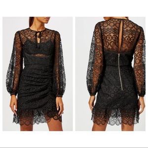 Self-Portrait Long-Sleeve Floral Lace Dress